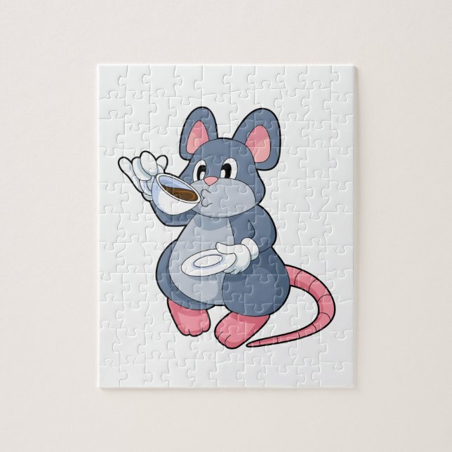 Puzzle Souris avec Café Cup (Vertical)