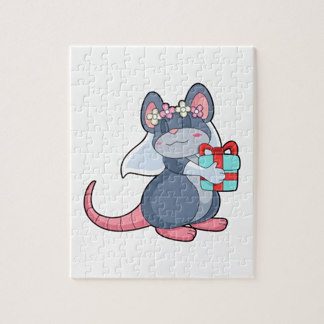 Puzzle Souris comme mariée avec voile & cadeau.PNG (Vertical)