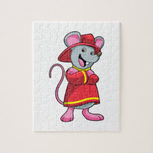 Puzzle Souris comme pompier avec casque