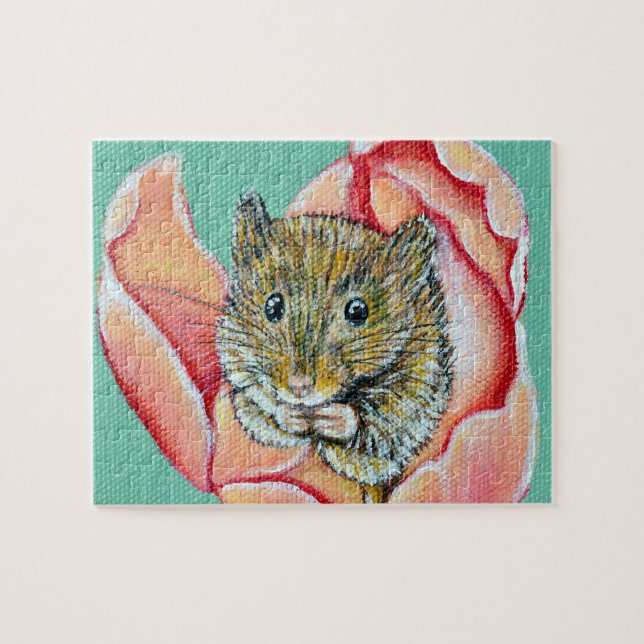 Puzzle Souris dans une peinture de tulipe (Horizontal)