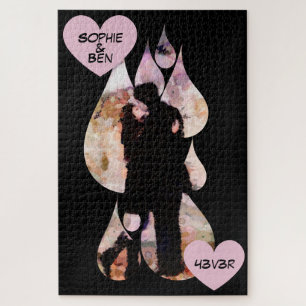 Puzzle Sous un parapluie : Couple romantique s'embrassant