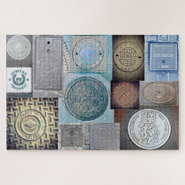 Puzzle Sous vos pieds - Couvertures de trous d'homme du m (Horizontal)