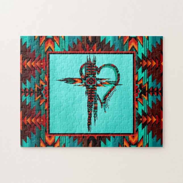 Puzzle Southwest Cross & Heart Jigsaw (Horizontal)