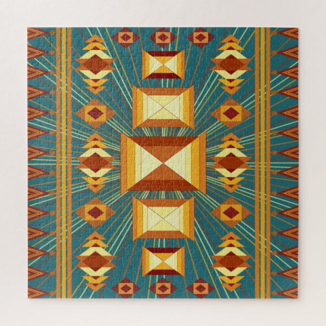 Puzzle Southwestern Golden Sun Rays Design indien (Vertical)