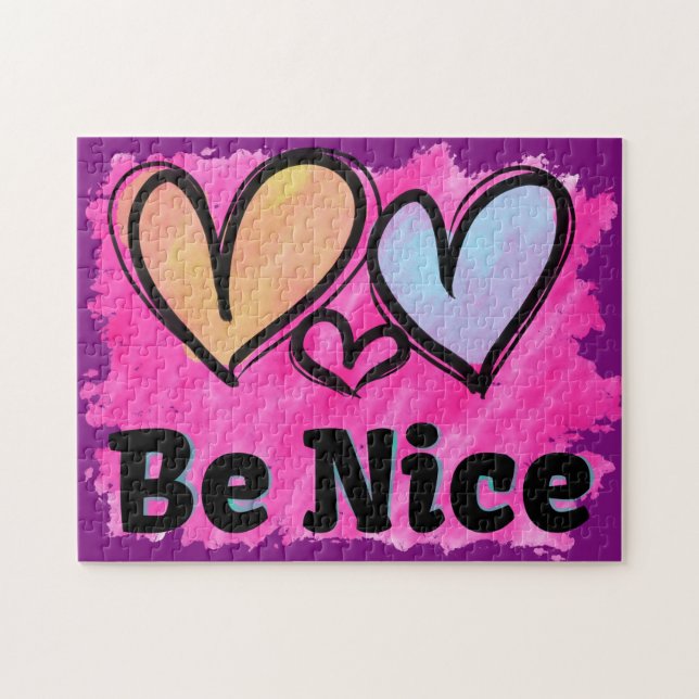 Puzzle Soyez de beaux coeurs aquarelles (Horizontal)