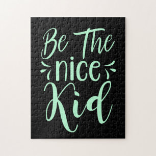 Puzzle Soyez le bon enfant message positif dans Mint Gree