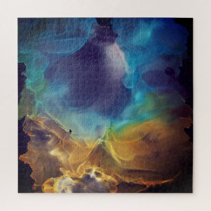 Puzzle Space Nebula bleu jaune Alcool art
