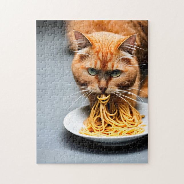 Puzzle Spaghetti mangeant des chats de gingembre (Vertical)