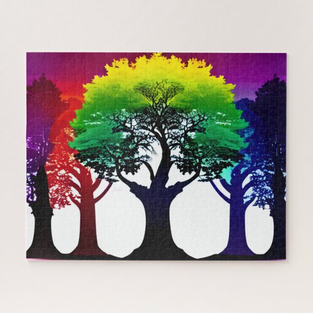 Puzzle Spectre coloré Abstrait de collage d'arbre (Horizontal)
