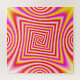 Puzzle Spirale angulaire en rouge jaune rose et blanc