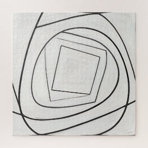 Puzzle Spirale carrée abstraite noir et blanc