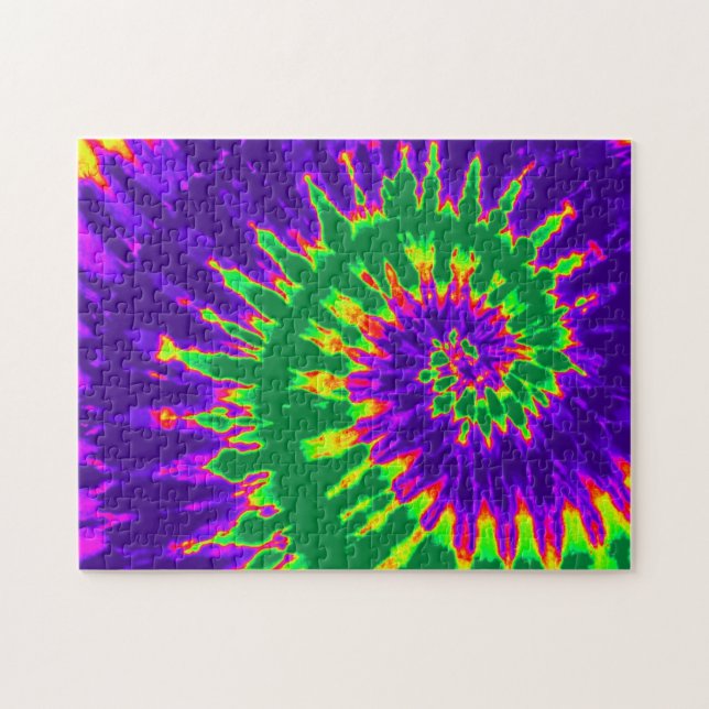 Puzzle Spirale super de teinture verte et violette (Horizontal)