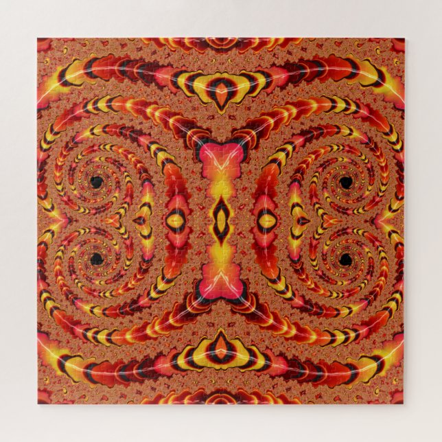 Puzzle Spirales quadruples Fractales Orange Glosseuses (Horizontal)
