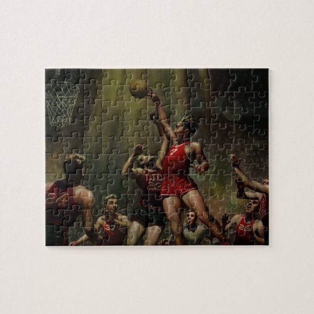 Puzzle Sports vintages Basketball, Joueurs dans un jeu (Horizontal)