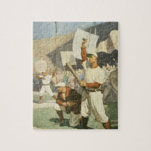 Puzzle Sports vintages, joueurs de baseball à un jeu