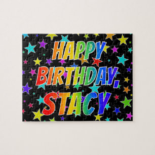 Puzzle "STACY" Prénom, Amusant "HEUREUX ANNIVERSAIRE"