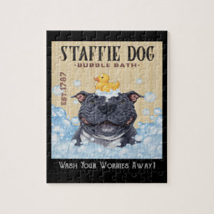 Puzzle Staffi Staffordshire Bull Terrier Dog Buble Bain