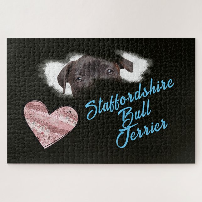 Puzzle Staffordshire Bull Terrier Yeux couleur solide (Horizontal)