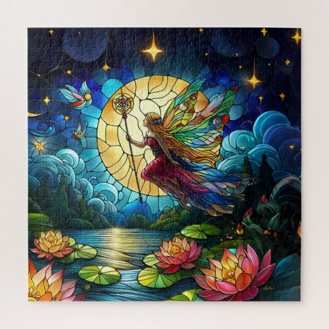 Puzzle Stained Glass Moonlight Flight Fairy  (Vertical)