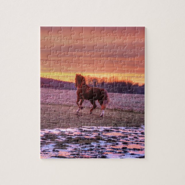 Puzzle Stallion à la maison au coucher du soleil sur le R (Vertical)