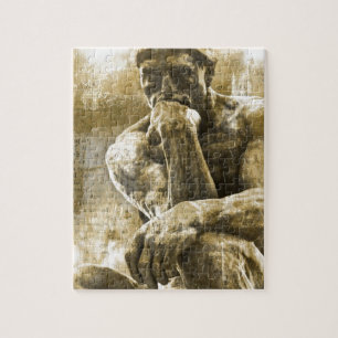 Puzzle Statue en bronze affligée Auguste Rodin le penseu