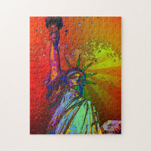 Puzzle Statue en couleur arc-en-ciel psychédélique NYC 