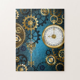 Puzzle Steampunk Arrière - plan turquoise avec Gears