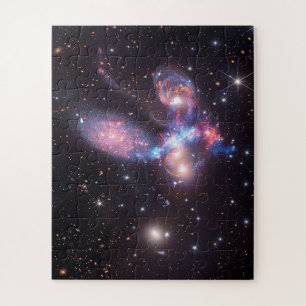 Puzzle Stephan's Quintet Galaxies Hubble & JWST