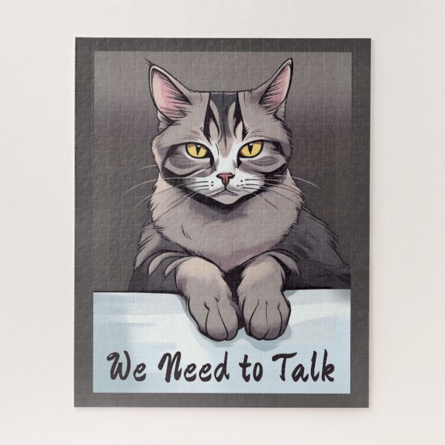 Puzzle Stern Tabby Cat exige une discussion sérieuse (Vertical)