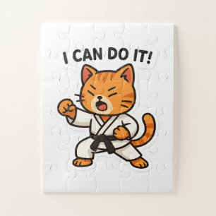 Puzzle Sticker Karate Cat