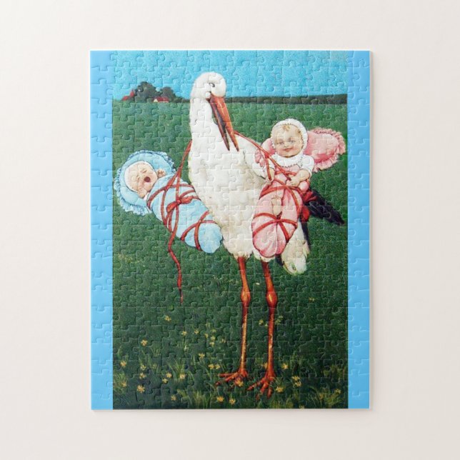 Puzzle STORE BABY SHOWER JUMEAU, Rose, Bleu Turquoise (Vertical)