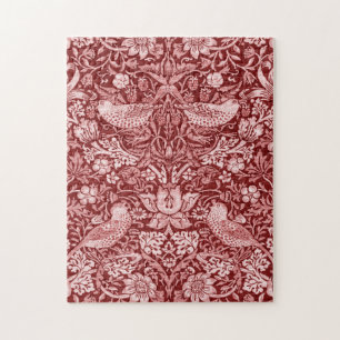 Puzzle Strawberry Thief Maroon, William Morris