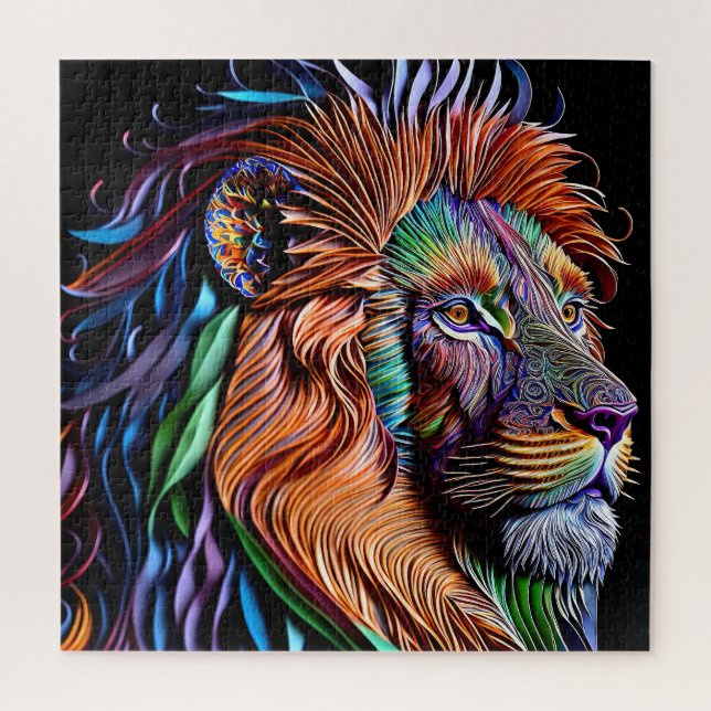 Puzzle Style de découpe magique en papier lion, embarcati (Vertical)