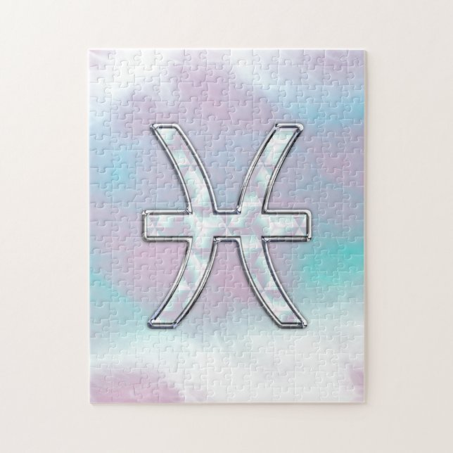 Puzzle Style de nacre de symbole de zodiaque de Poissons (Vertical)