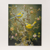 Style délicat scène ornée d'oiseau avec fleur rose
