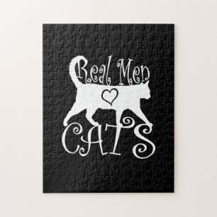Puzzle Style Real Men Love Cats sur un décor noir