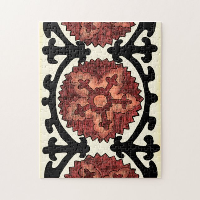 Puzzle Style Suzani Motif Floral Décoratif (Vertical)