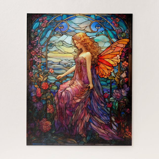 Puzzle Style Tiffany Vitrail Verre magique Fée (Vertical)