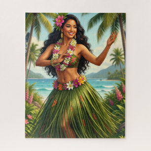 Puzzle Style Vintage Fille Hula Hawaïen Voyage