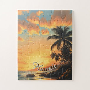 Puzzle Style vintage Hawaii Travel Coast Sea Sunset
