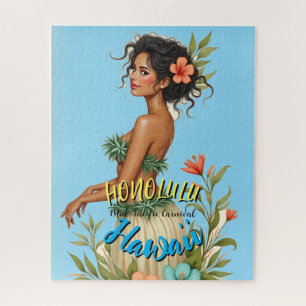 Puzzle Style vintage Hawaiian Travel Honolulu Hula Girl