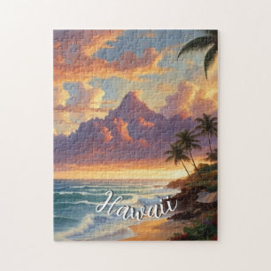 Puzzle Style vintage Hawaiian Travel Honolulu Mid-Pacific