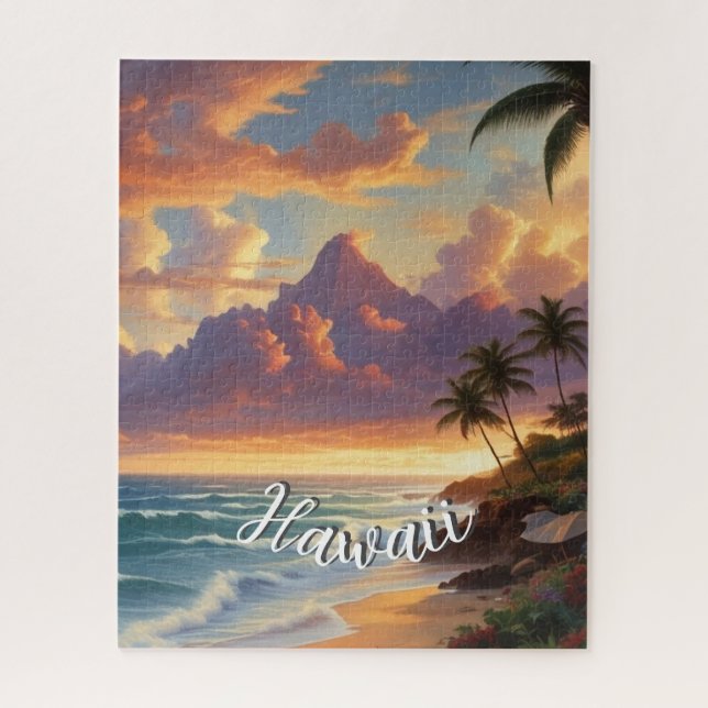 Puzzle Style vintage Hawaiian Travel Honolulu Mid-Pacific (Vertical)