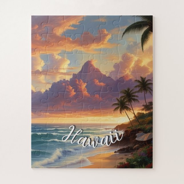 Puzzle Style vintage Hawaiian Travel Honolulu Mid-Pacific (Vertical)