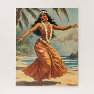 Puzzle Style vintage Hawaiian Travel Hula Girl Danser