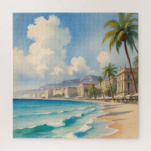 Puzzle Style vintage Monte Carlo Beach Travel