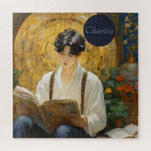 Puzzle Style Vintage romantique Art de la lecture de garç