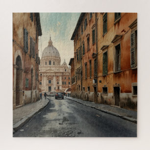 Puzzle Style Vintage Rome Voyage Aquarelle Italienne