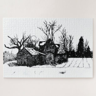 Puzzle Stylo d'encre scène d'hiver difficile 1014 pièce P