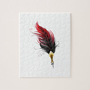 Puzzle Stylo rouge en plumes avec nib or